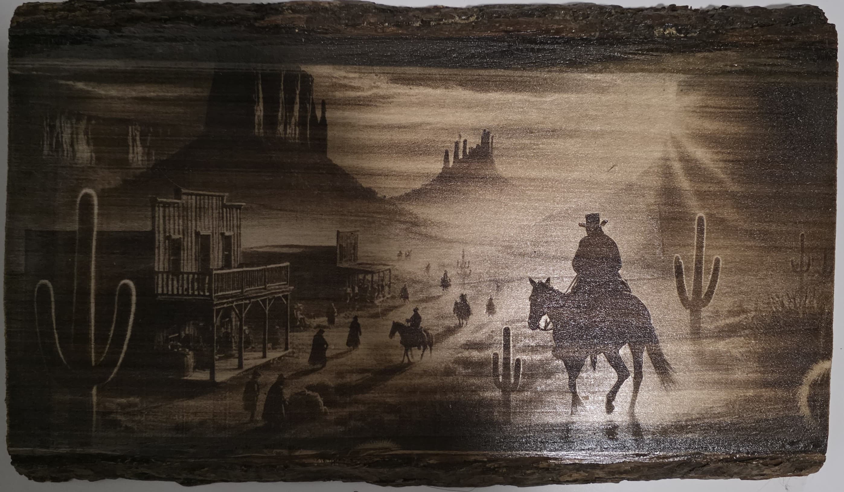 Western Cowboy Engraving – Live Edge Basswood
